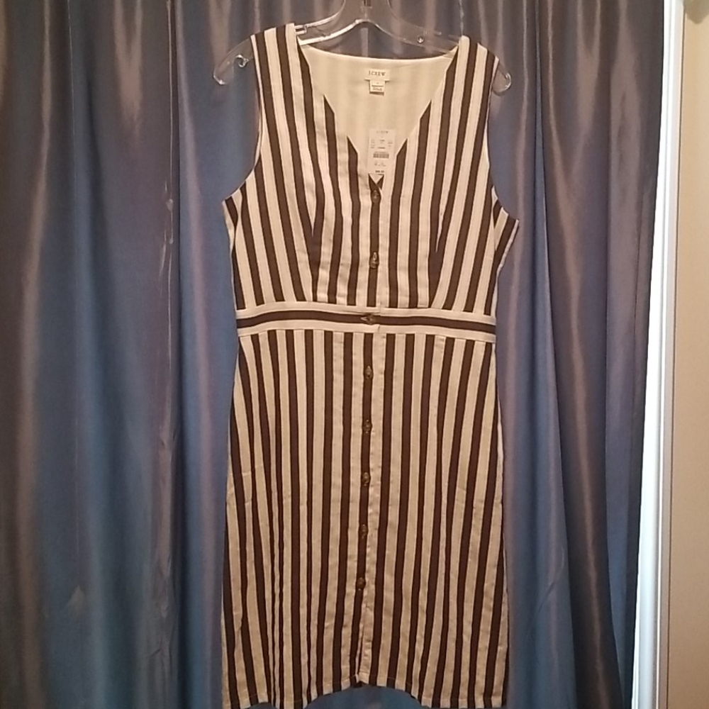 NWT Navy, Tan and Cream Striped J.Crew Dress